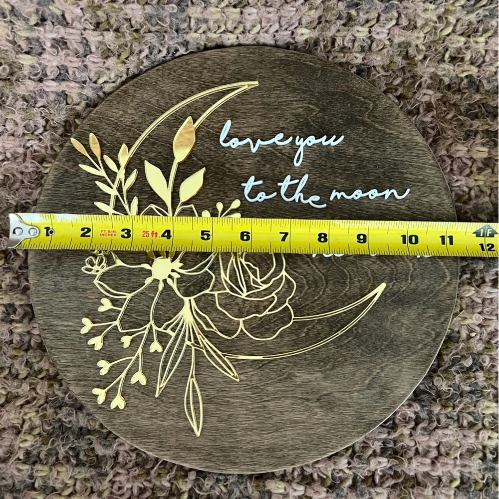 “I Love You To The Moon And Back” Decorative 11.5” round,wooden mirror, Wall Art